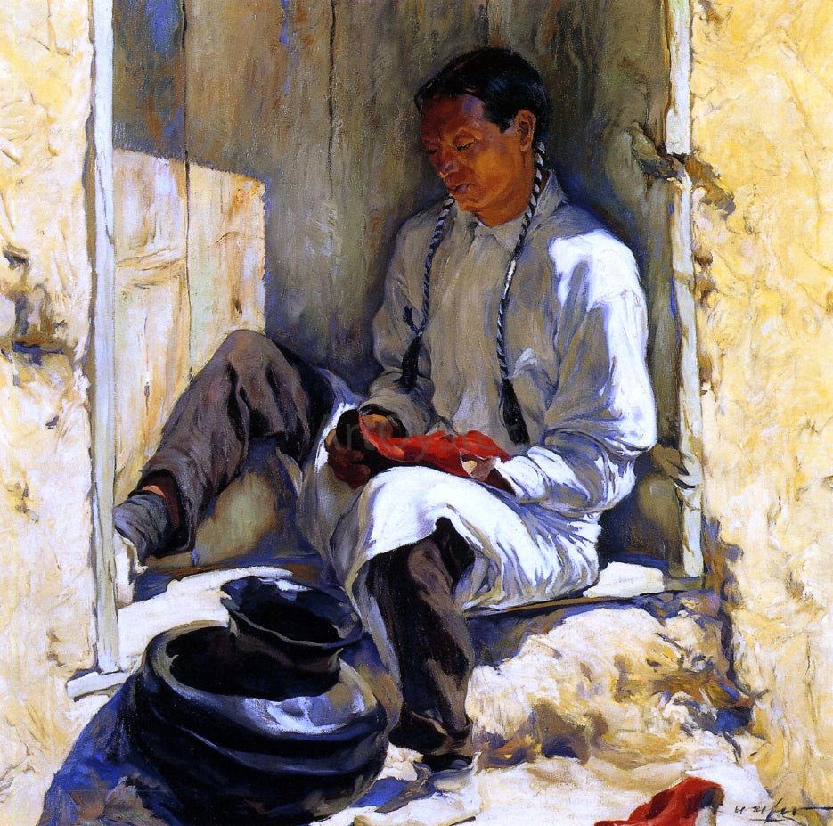 Walter Ufer The Red Moccasins - Hand Painted Oil Painting