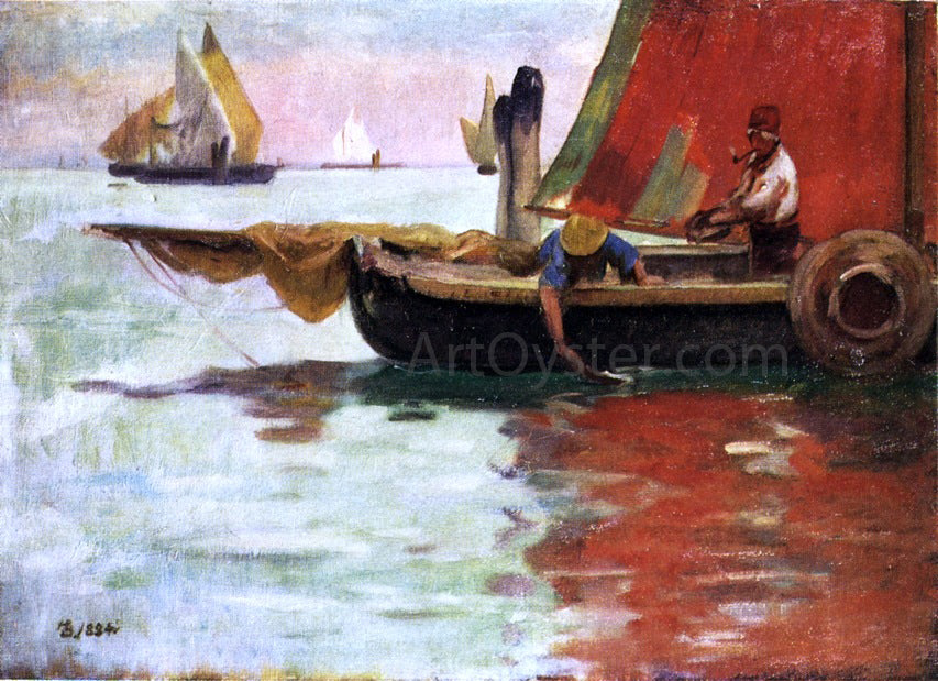 Frank Duveneck A Red Sail - Hand Painted Oil Painting