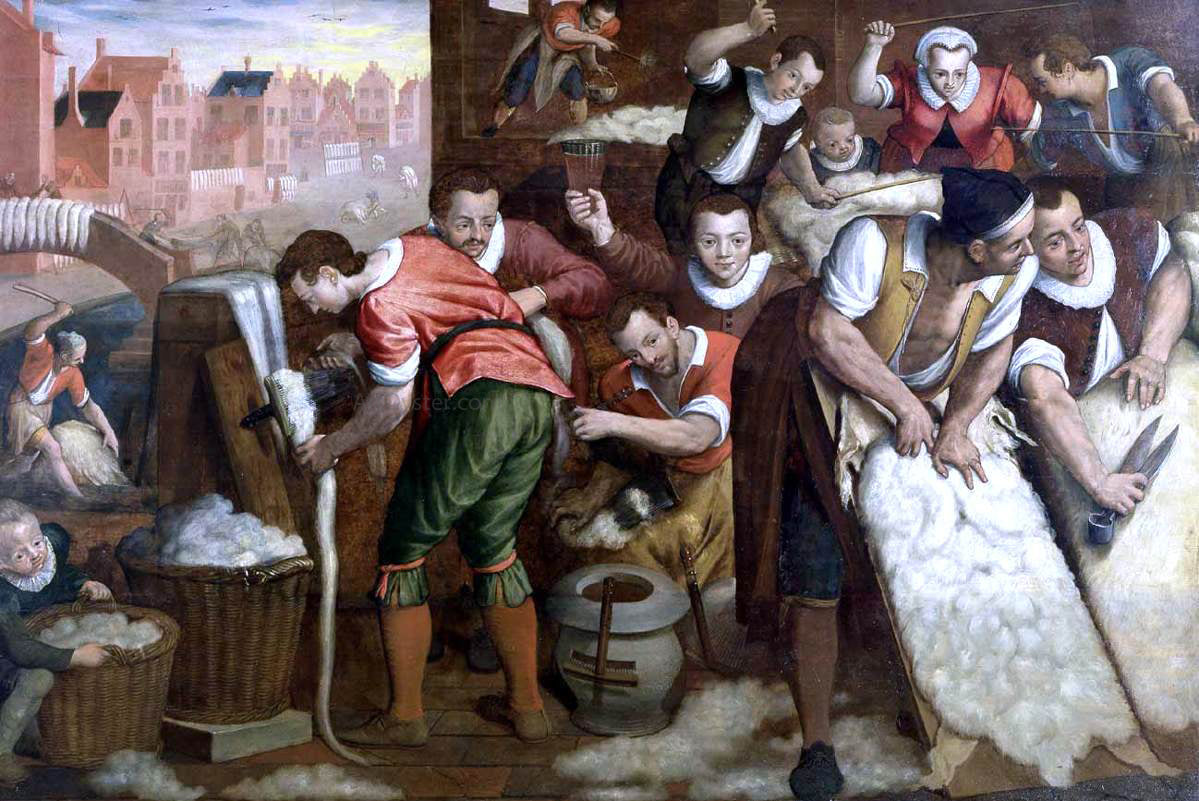 Isaac Claesz Van Swanenburg The Removal of the Wool from the Skins and the Combing - Hand Painted Oil Painting