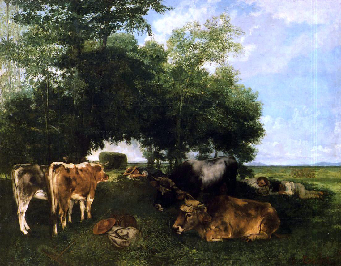 Gustave Courbet The Rest During the Harvest Season (also known as Mountains of the Doubs) - Hand Painted Oil Painting