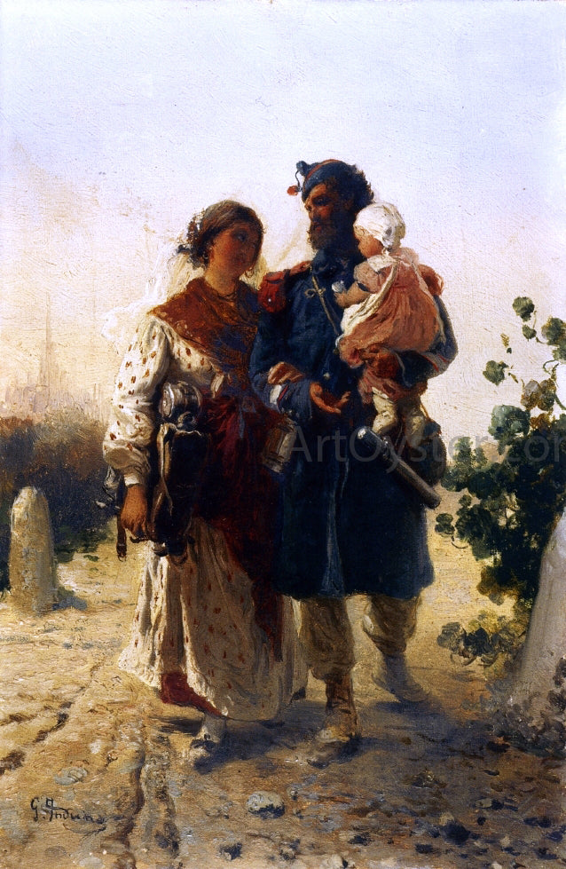 Gerolamo Induno The Return of the Soldier - Hand Painted Oil Painting