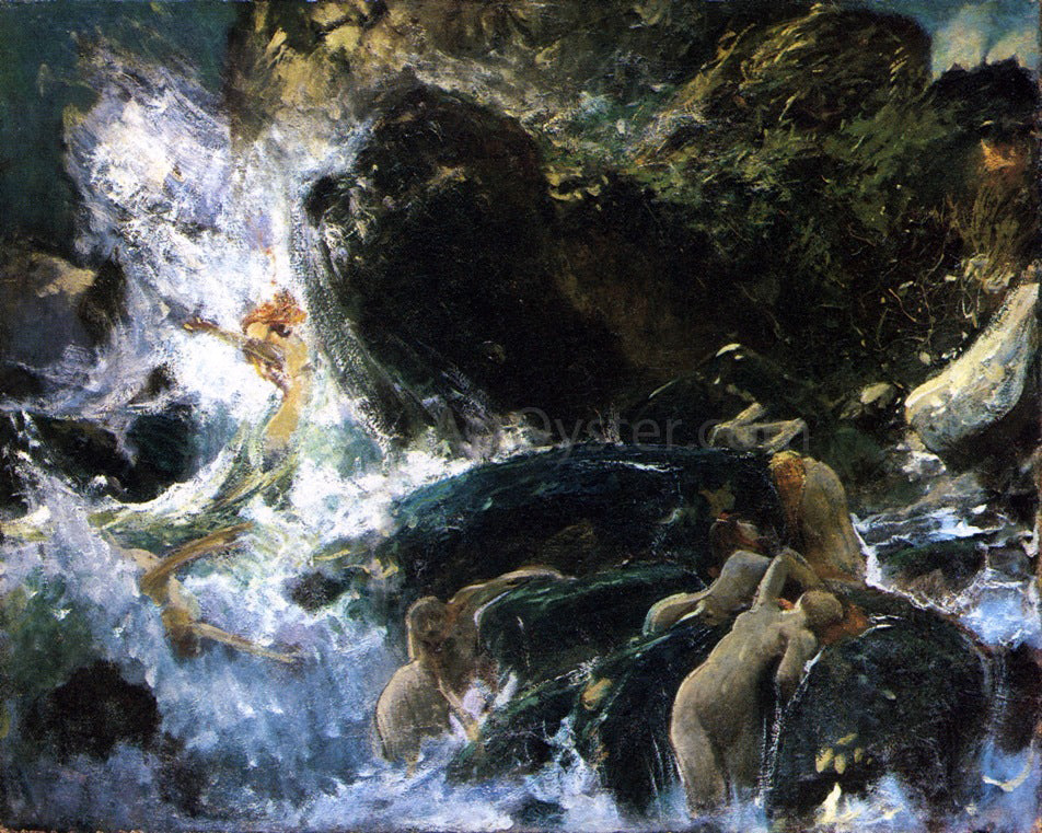 Hans Makart The Rhinemaidens - Hand Painted Oil Painting