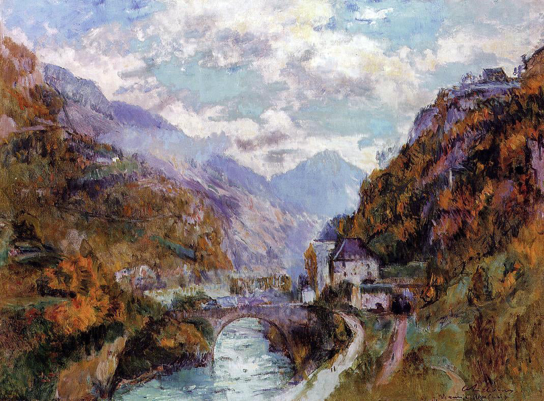 Albert Lebourg The Rhone at Saint-Maurice, Valais (also known as Switzerland) - Hand Painted Oil Painting