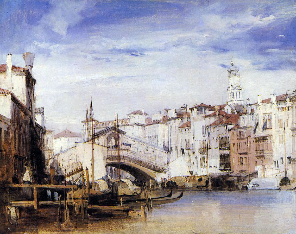 Richard Parkes Bonington The Rialto, Venice - Hand Painted Oil Painting