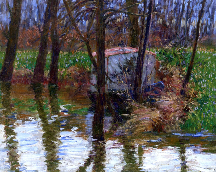 John Leslie Breck The River Epte with Monet's Aelier-Boat - Hand Painted Oil Painting