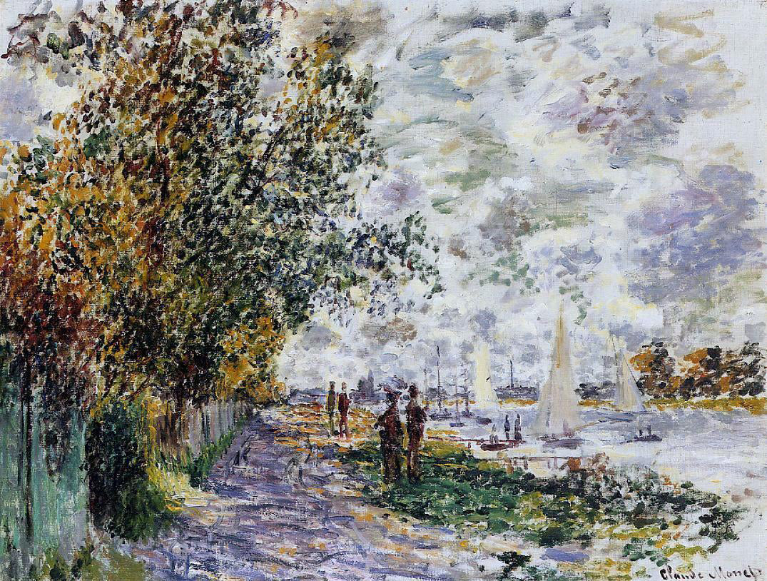 Claude Oscar Monet The Riverbank at Petit-Gennevilliers - Hand Painted Oil Painting