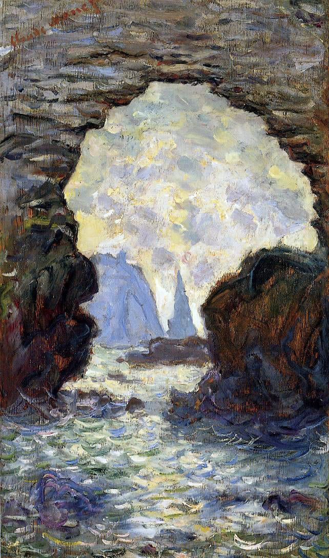 Claude Oscar Monet The Rock Needle Seen through the Porte d'Aumont - Hand Painted Oil Painting
