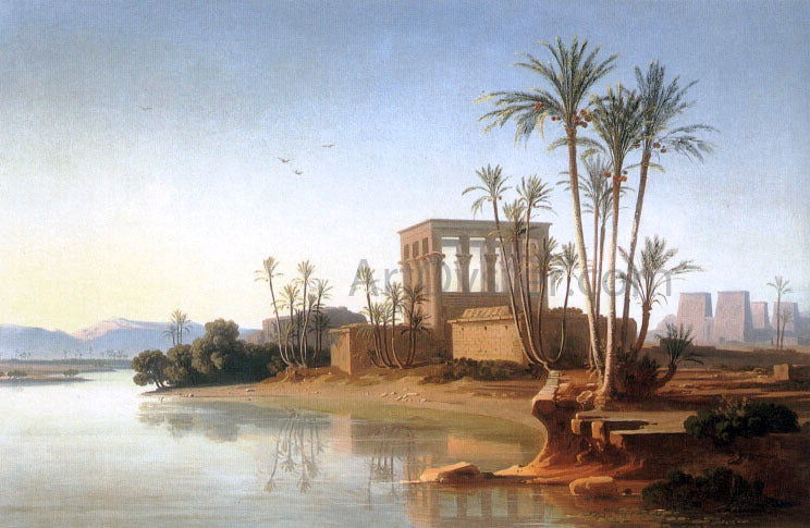 Johann Jakob Frey The Ruins at Philae, Egypt - Hand Painted Oil Painting