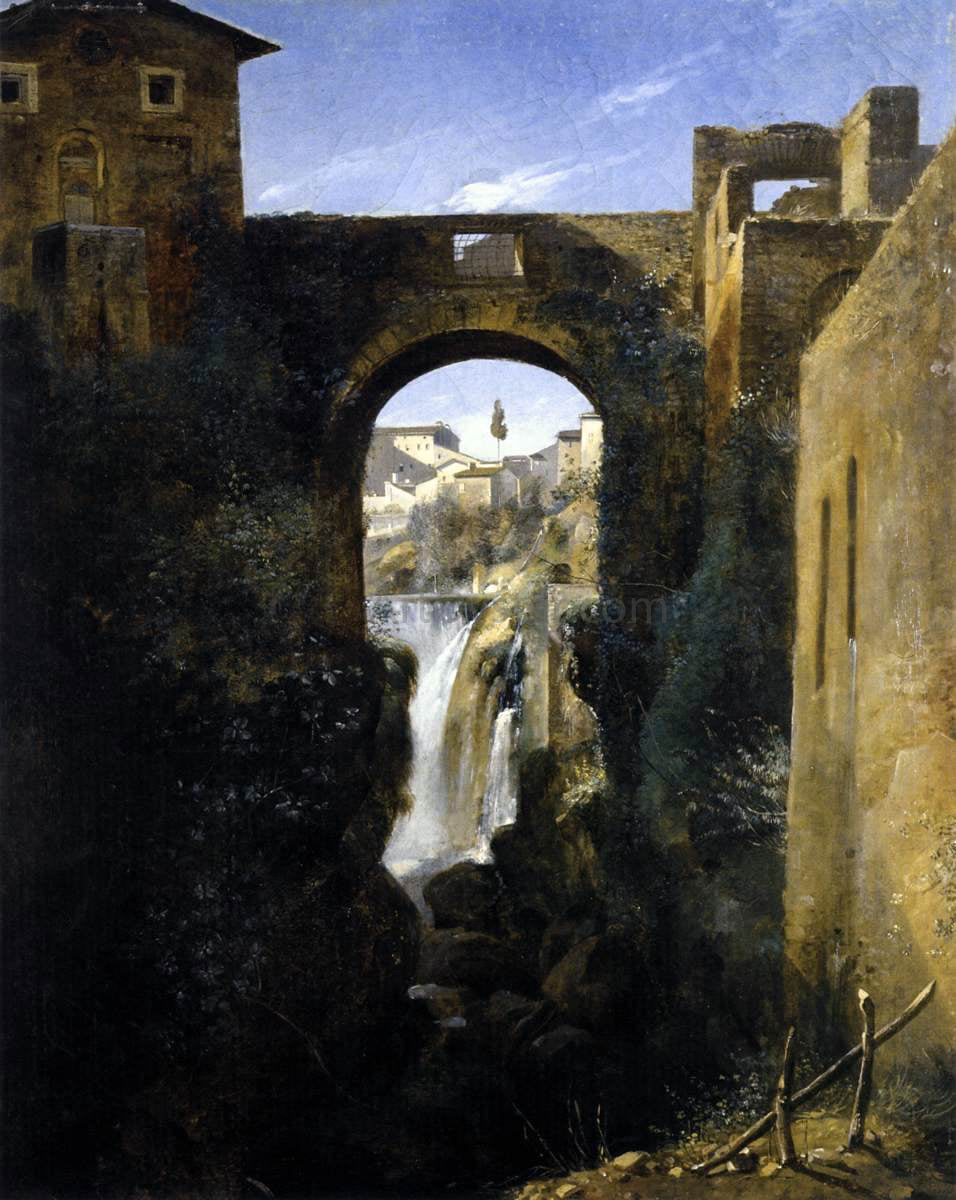 Francois-Marius Granet The San Rocco Bridge and the Grand Waterfall at Tivoli - Hand Painted Oil Painting