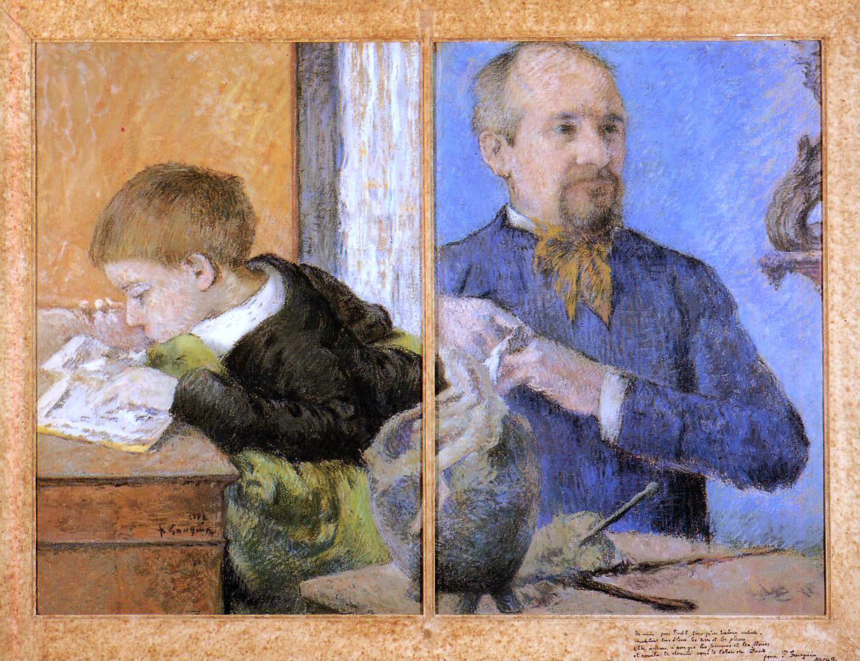 Paul Gauguin The Sculptor Aube and His son - Hand Painted Oil Painting
