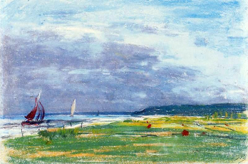 Eugene-Louis Boudin The Seashore - Hand Painted Oil Painting