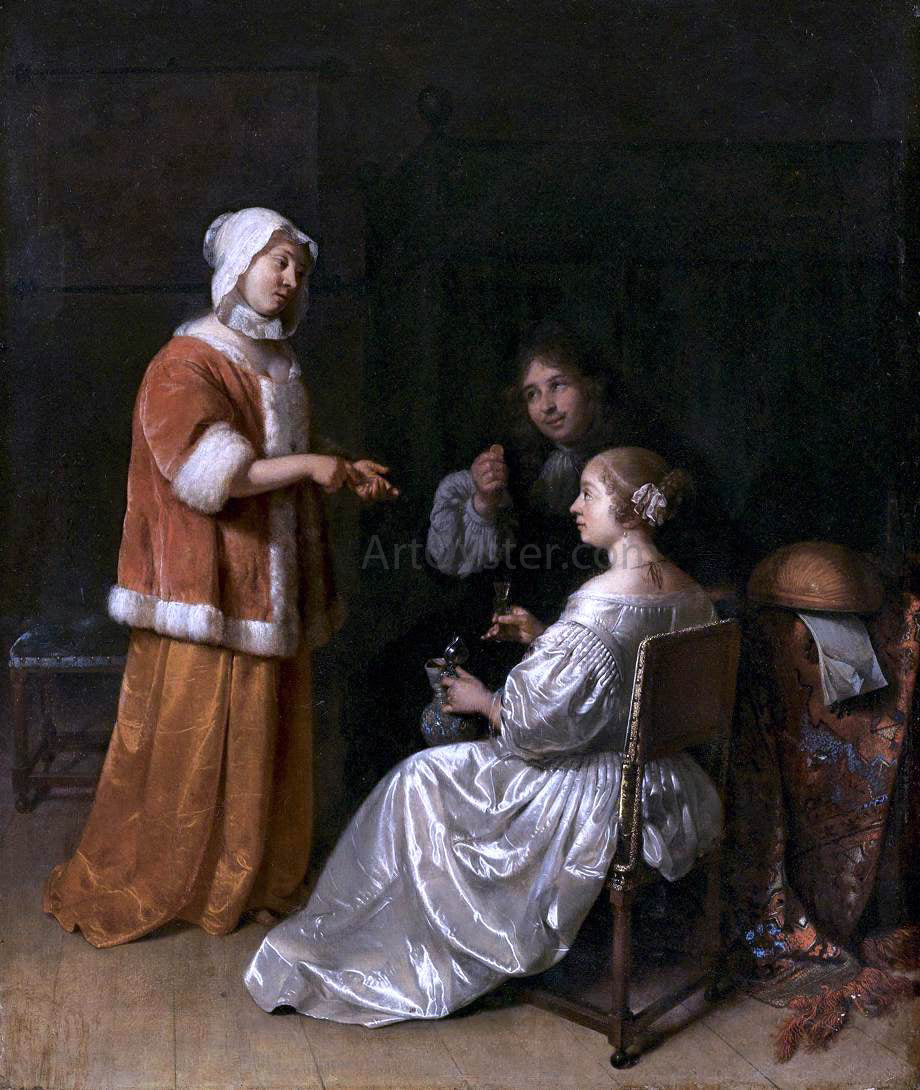 Caspar Netscher The Seduction - Hand Painted Oil Painting