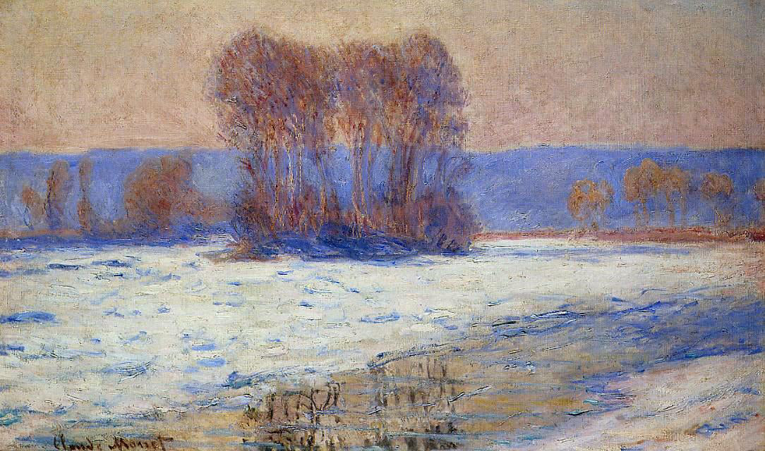Claude Oscar Monet The Seine at Bennecourt in Winter - Hand Painted Oil Painting