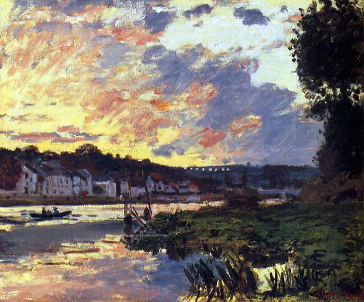 Claude Oscar Monet The Seine at Bougeval, Evening (also known as Bougival) - Hand Painted Oil Painting