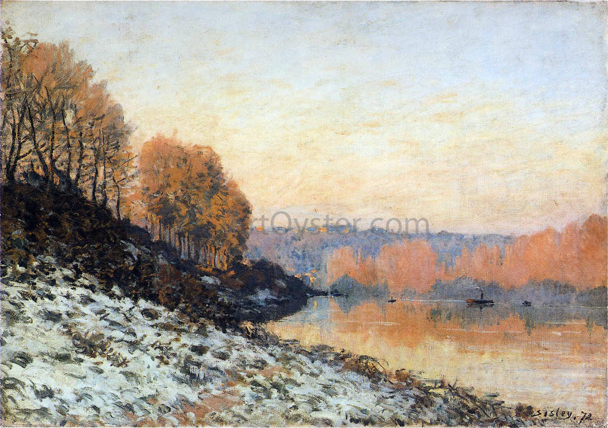 Alfred Sisley The Seine at Bougival in Winter - Hand Painted Oil Painting