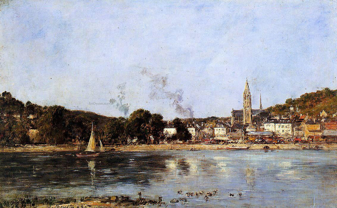 Eugene-Louis Boudin The Seine at Caudebec-en-Caux - Hand Painted Oil Painting