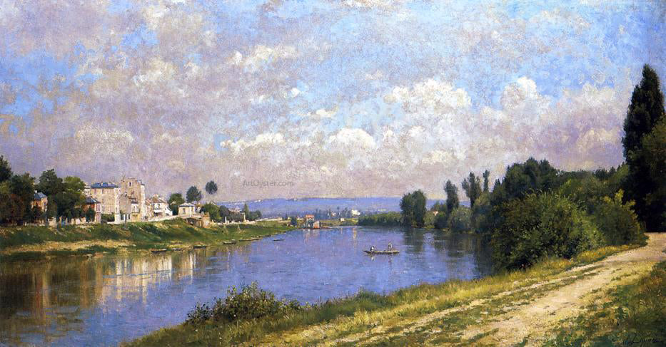 Stanislas Lepine The Seine at la Garenne Saint-Denis - Hand Painted Oil Painting