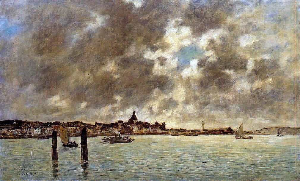 Eugene-Louis Boudin The Seine at Quilleboeuf - Hand Painted Oil Painting