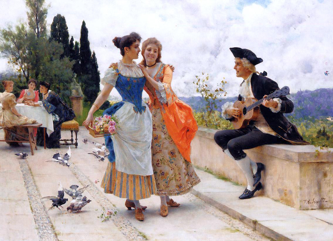 Federico Andreotti The Serenade - Hand Painted Oil Painting
