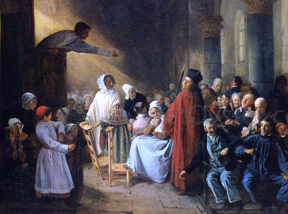  Francois-Auguste Biard The Sermon - Hand Painted Oil Painting