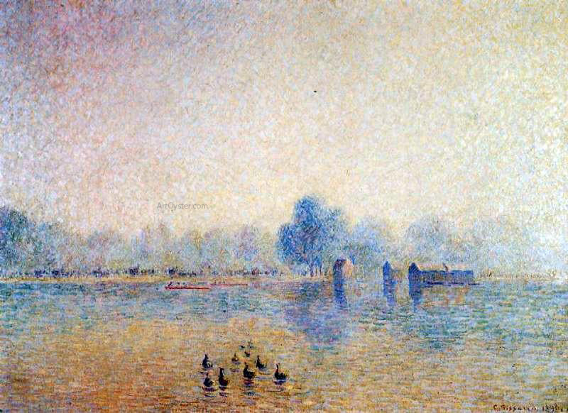 Camille Pissarro The Serpentine, Hyde Park, Fog Effect - Hand Painted Oil Painting