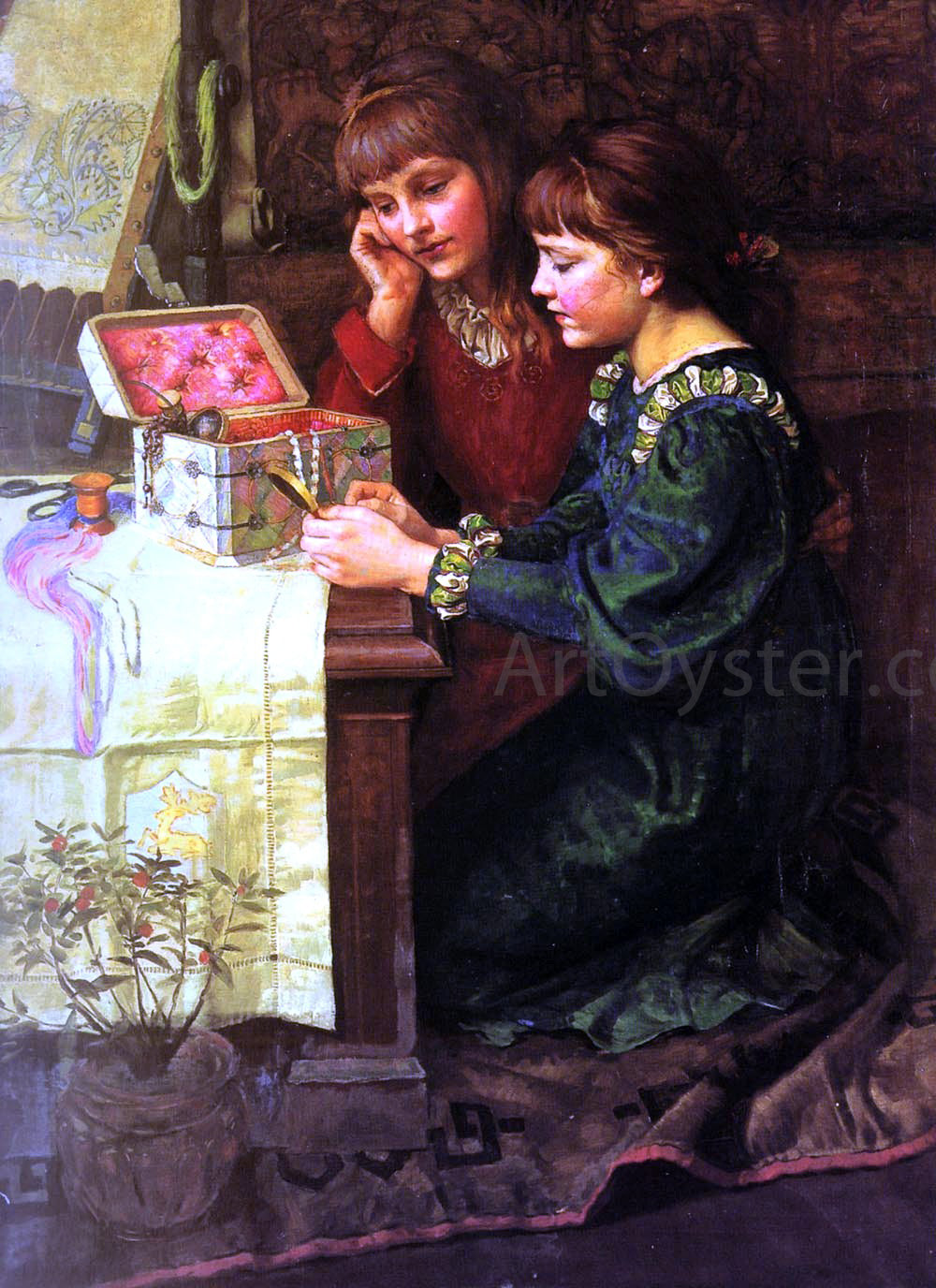 Mary L Gow The Sewing Box - Hand Painted Oil Painting