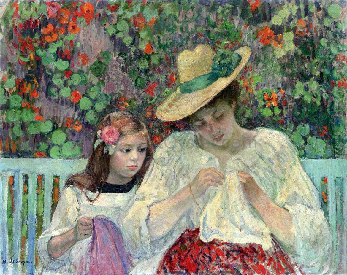 Henri Lebasque The Sewing Lesson - Hand Painted Oil Painting