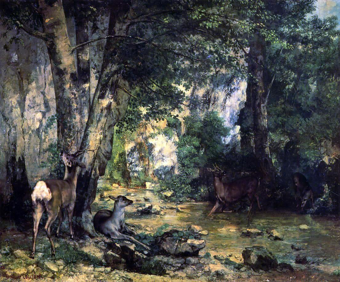 Gustave Courbet A Shelter of the Roe Deer at the Stream of Plaisir-Fontaine, Doubs - Hand Painted Oil Painting
