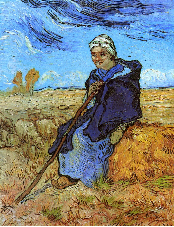 Vincent Van Gogh The Shepherdess (after Millet) - Hand Painted Oil Painting
