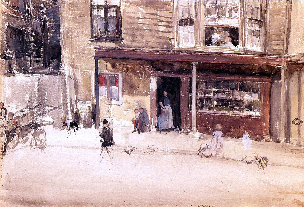 James McNeill Whistler A Shop - An Exterior - Hand Painted Oil Painting