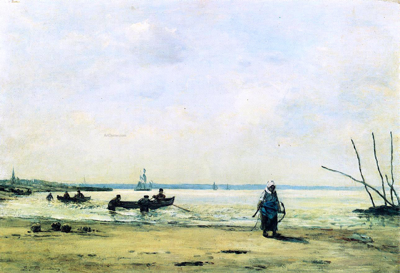 Eugene-Louis Boudin The Shore at Low Tide near Honfleur - Hand Painted Oil Painting