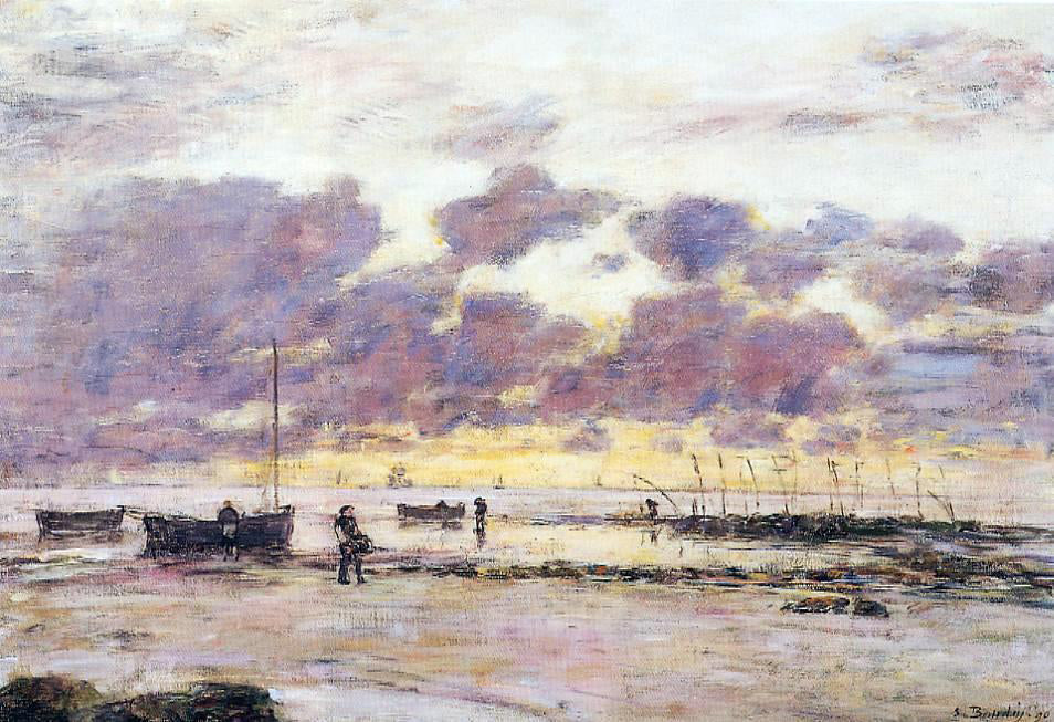 Eugene-Louis Boudin The Shores of Sainte Adresse at Twilight - Hand Painted Oil Painting