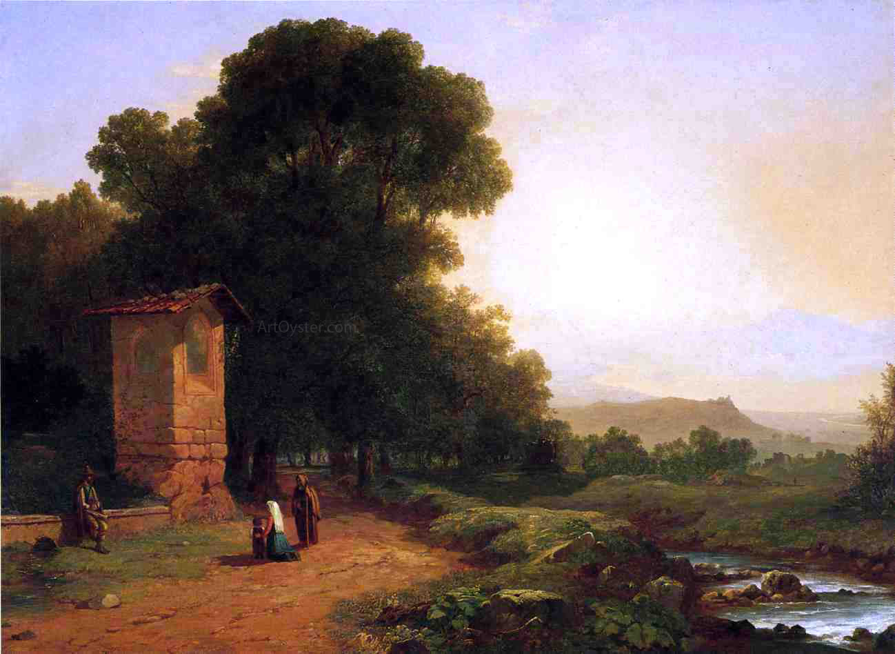 John Frederick Kensett The Shrine - A Scene in Italy - Hand Painted Oil Painting