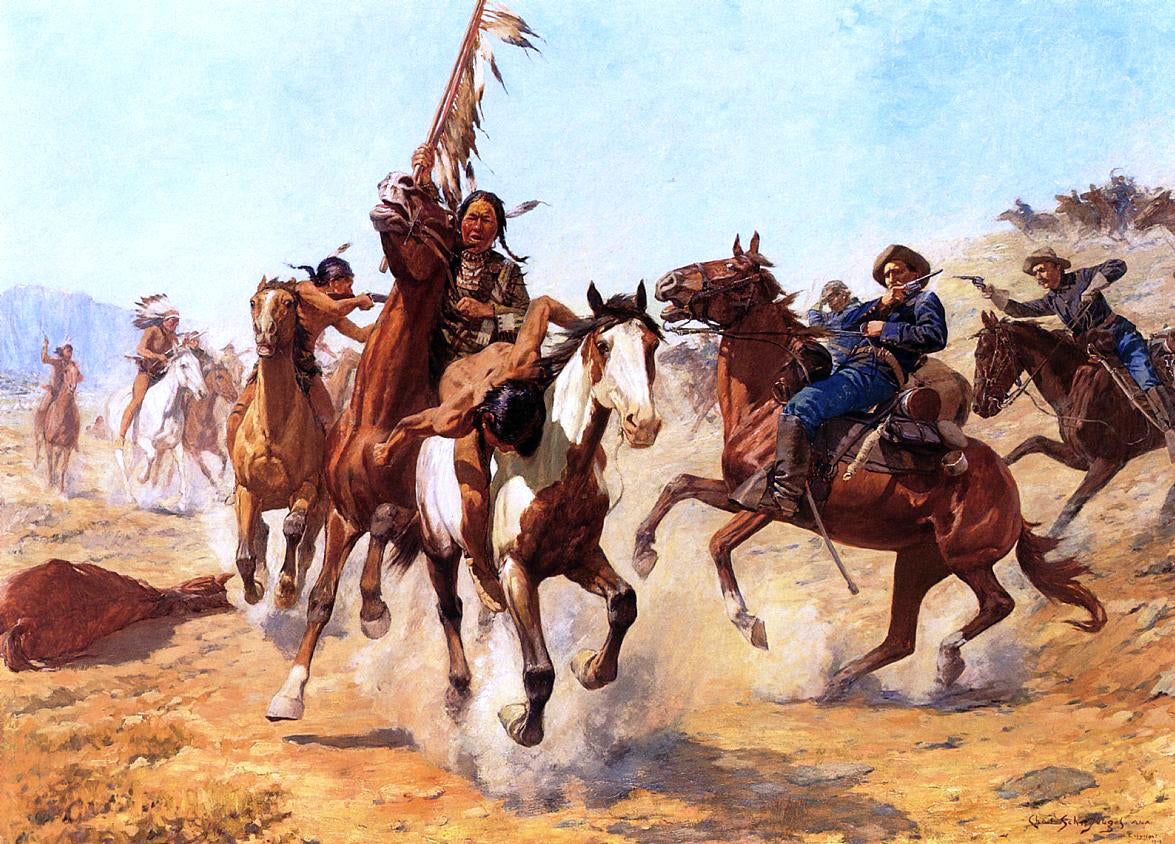 Charles Schreyvogel The Silenced War Whoop - Hand Painted Oil Painting