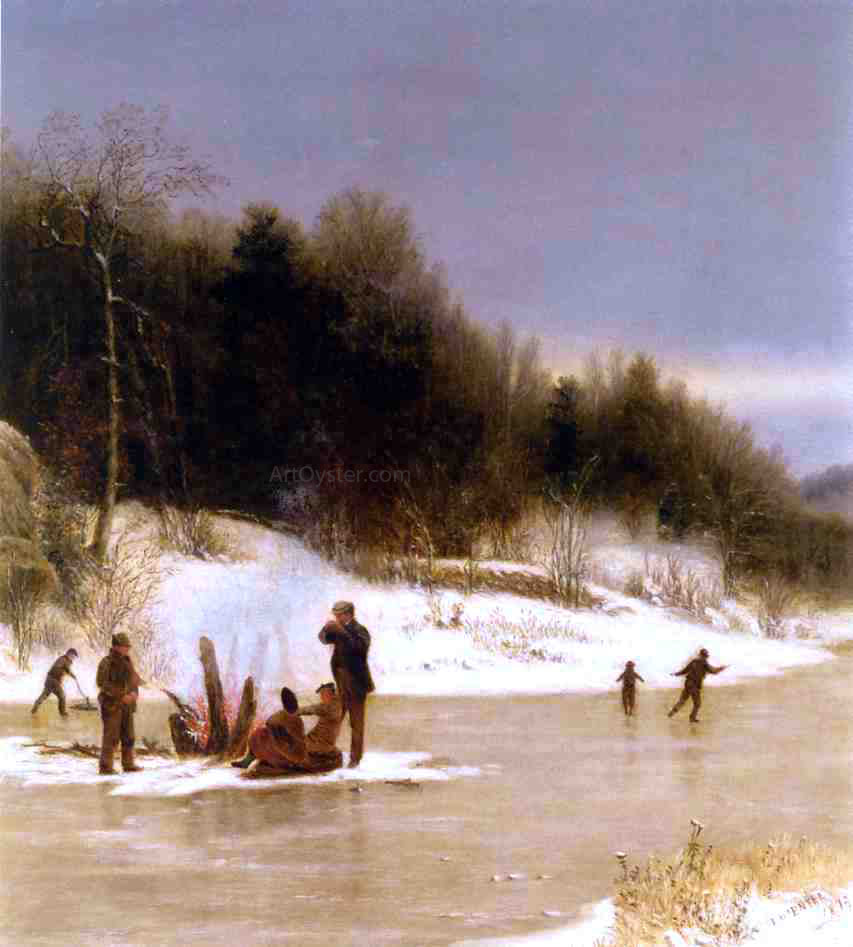 Jervis McEntee The Skating Party - Hand Painted Oil Painting