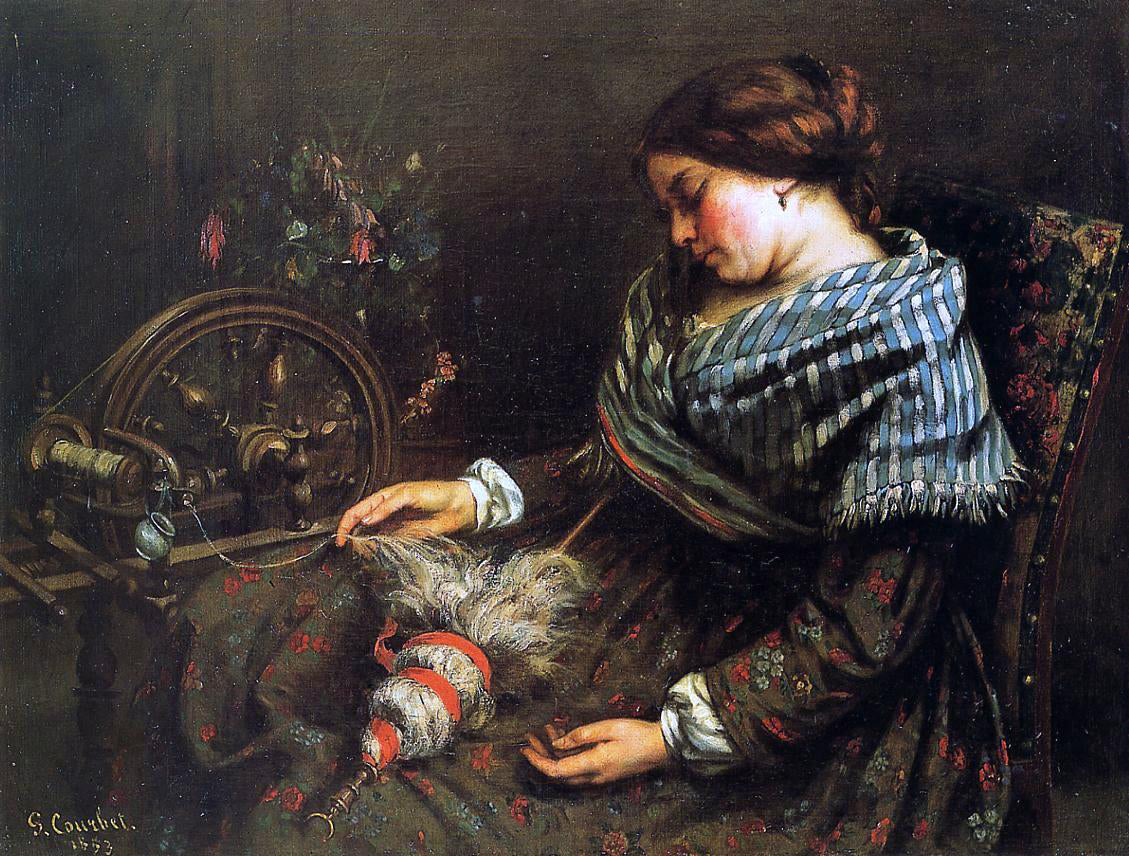 Gustave Courbet The Sleeping Spinner - Hand Painted Oil Painting