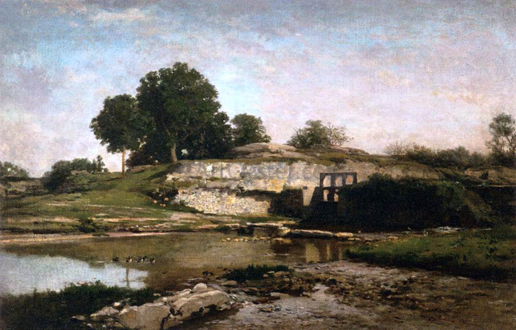 Charles Francois Daubigny The Sluice-gate at Optevoz (Isere) - Hand Painted Oil Painting