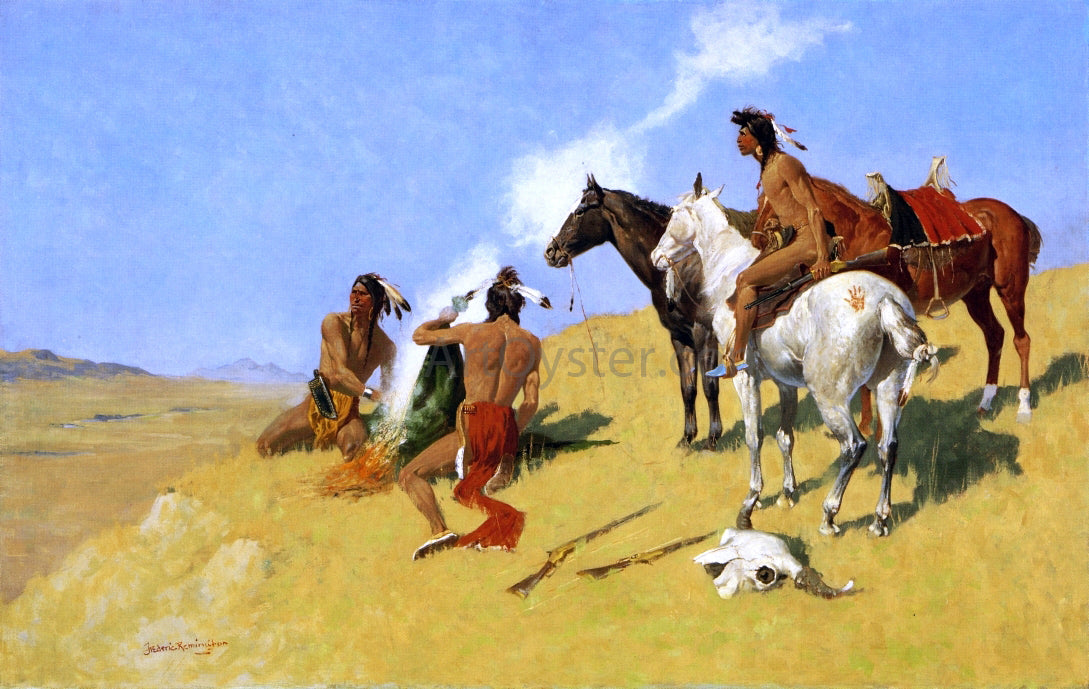 Frederic Remington The Smoke Signal - Hand Painted Oil Painting