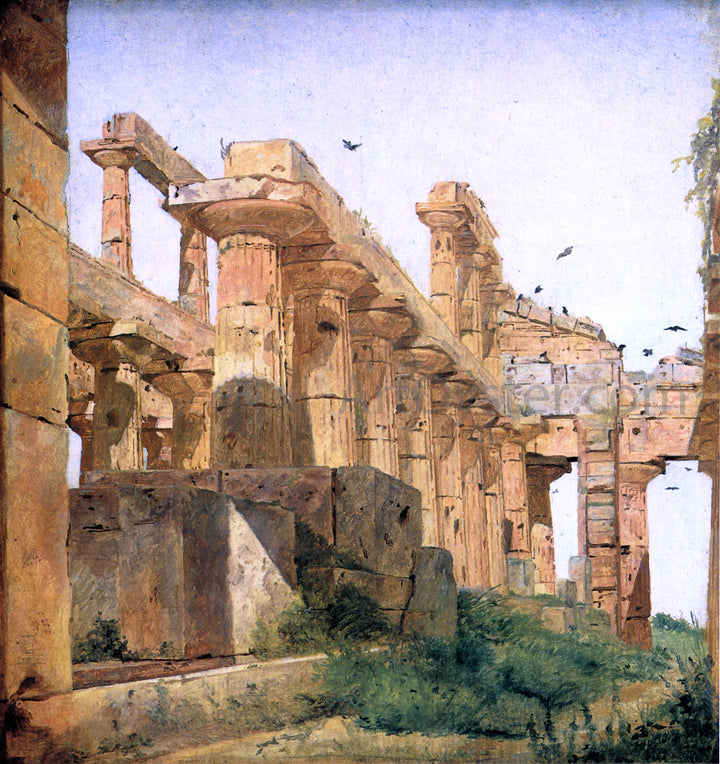 Jorgen Roed The So-Called Temple of Poseidon, Paestum - Hand Painted Oil Painting