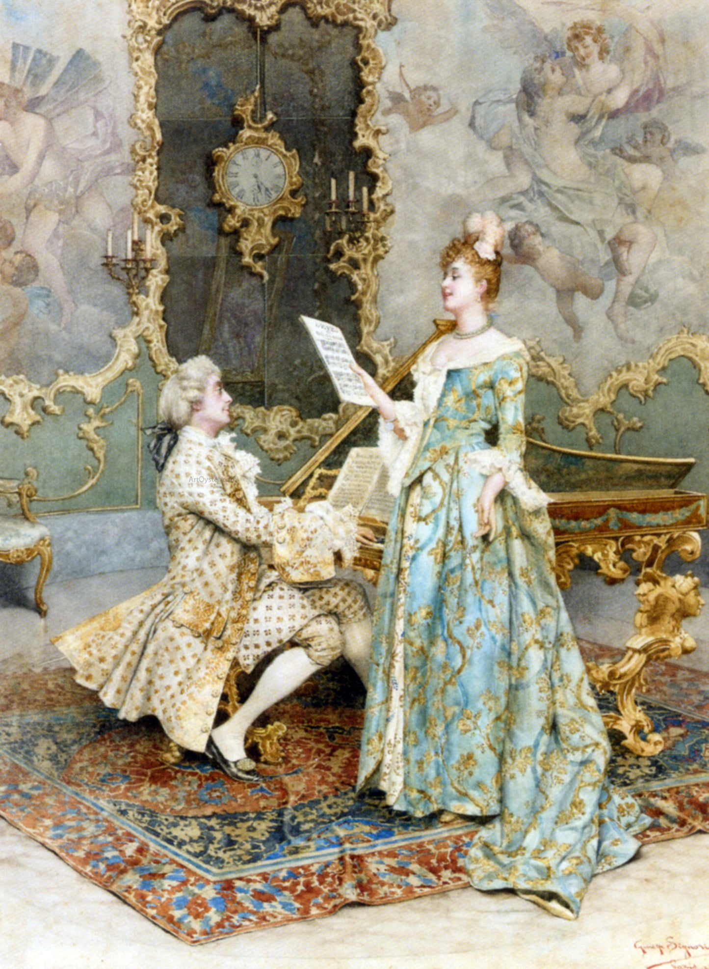 Guiseppe Signorini The Soloist - Hand Painted Oil Painting