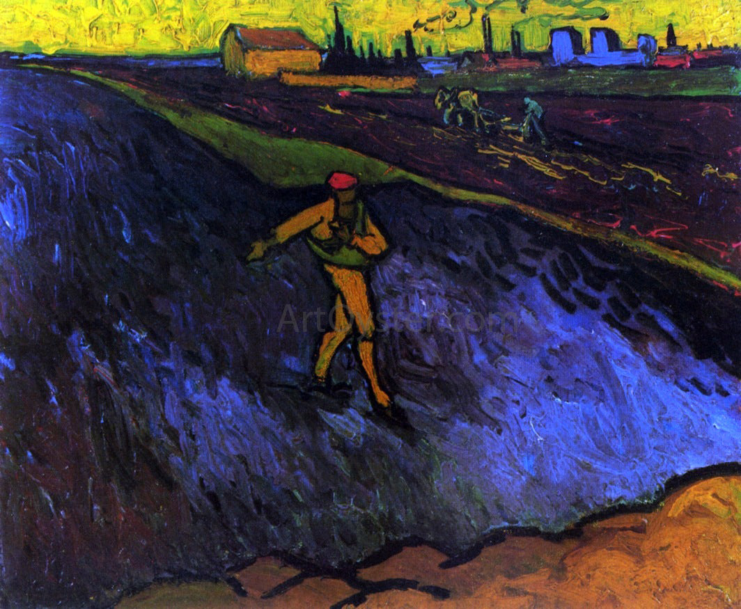 Vincent Van Gogh The Sower: Outskirts of Arles in the Background - Hand Painted Oil Painting