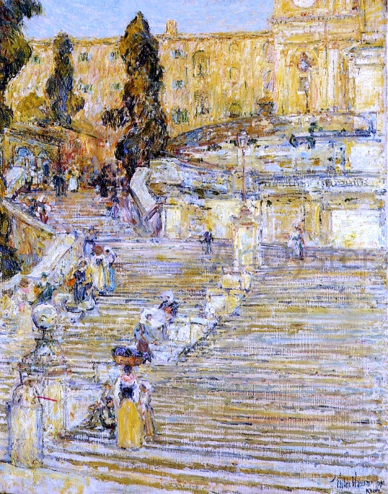 Frederick Childe Hassam Spanish Steps, Rome - Hand Painted Oil Painting