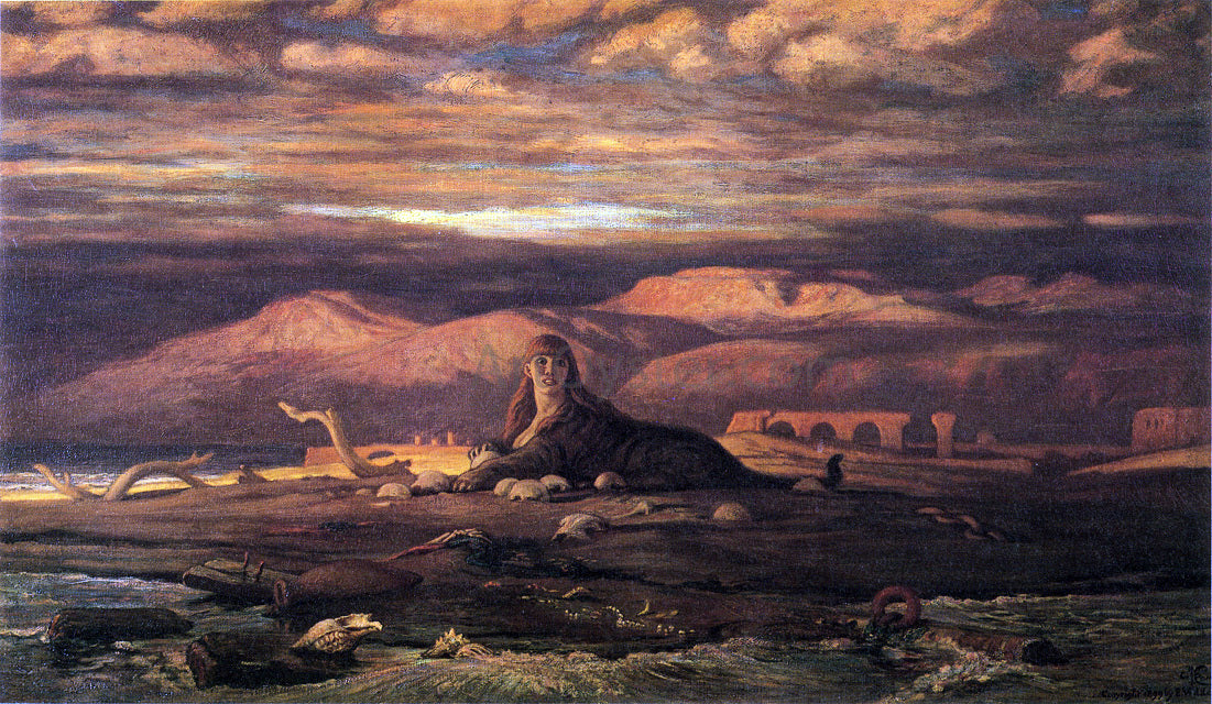 Elihu Vedder The Sphinx of the Seashore - Hand Painted Oil Painting