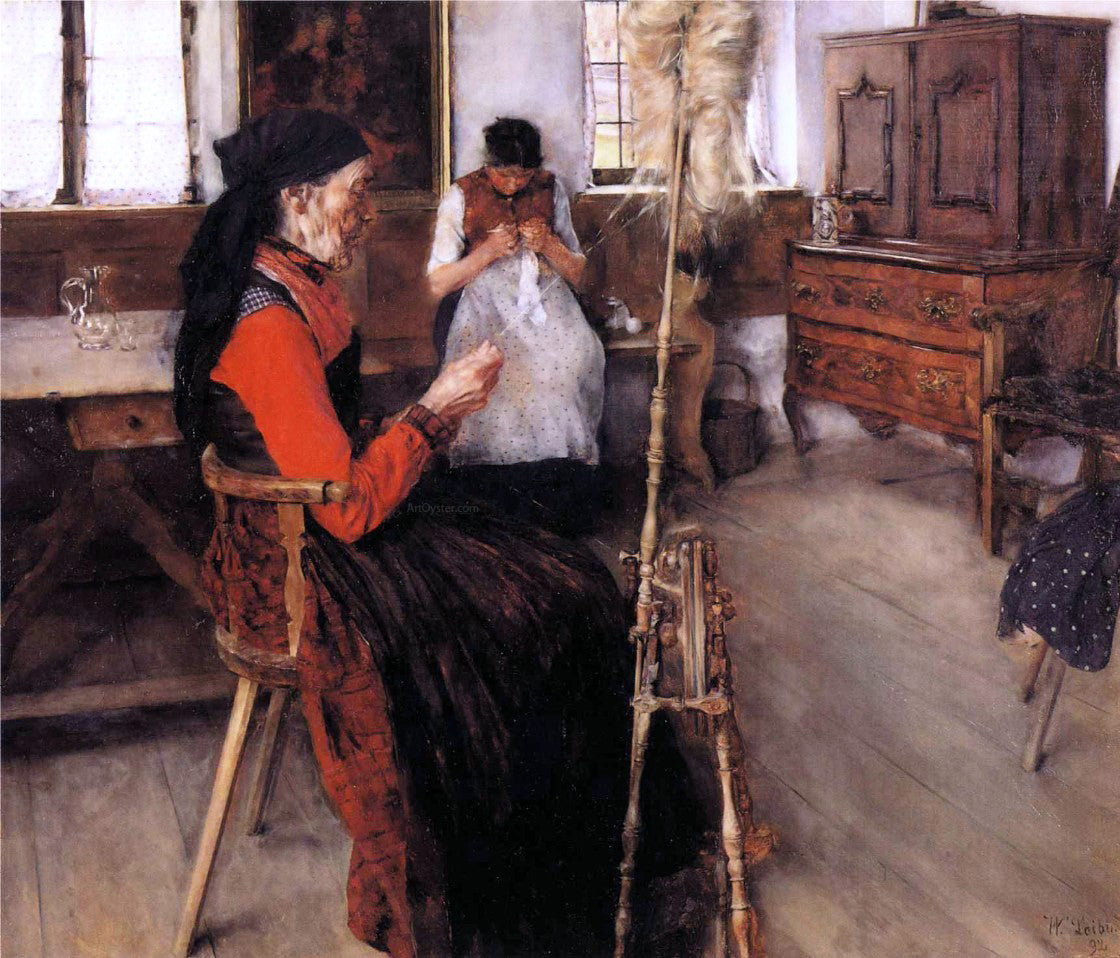 Wilhelm Leibl The Spinner - Hand Painted Oil Painting