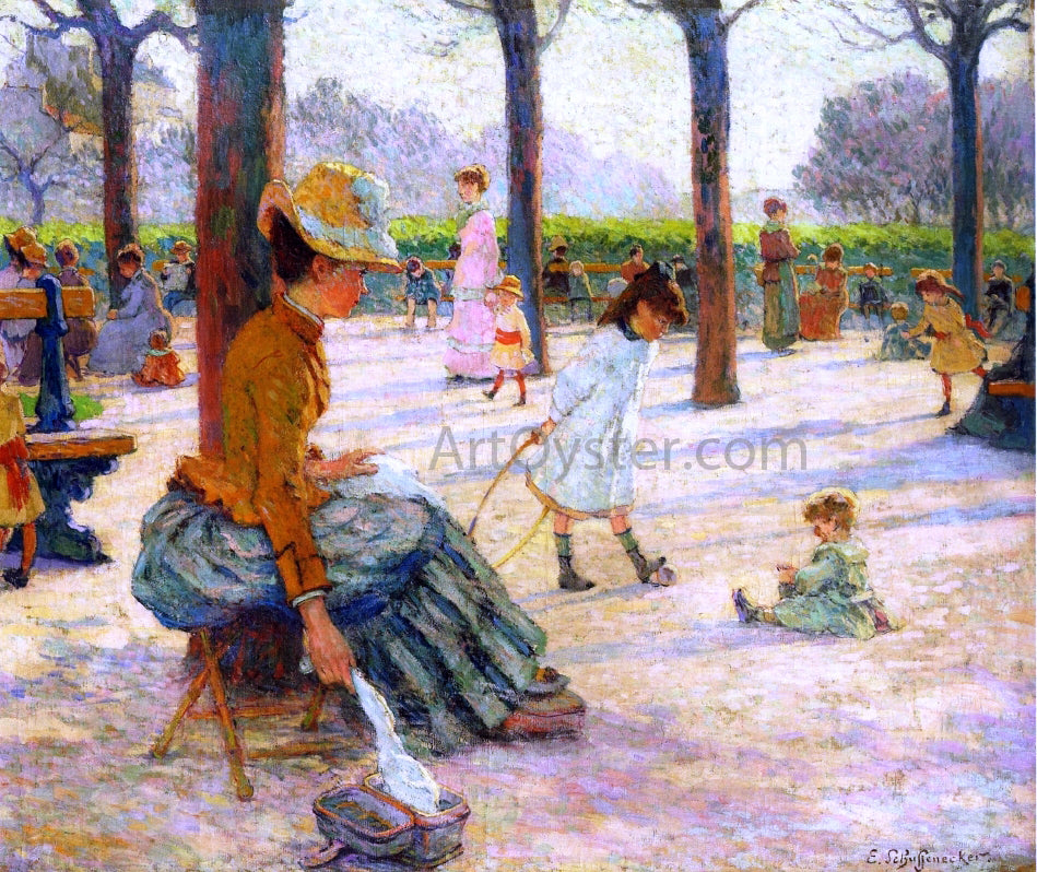 Claude-Emil Schuffenecker A Square at Luxembourg Park - Hand Painted Oil Painting