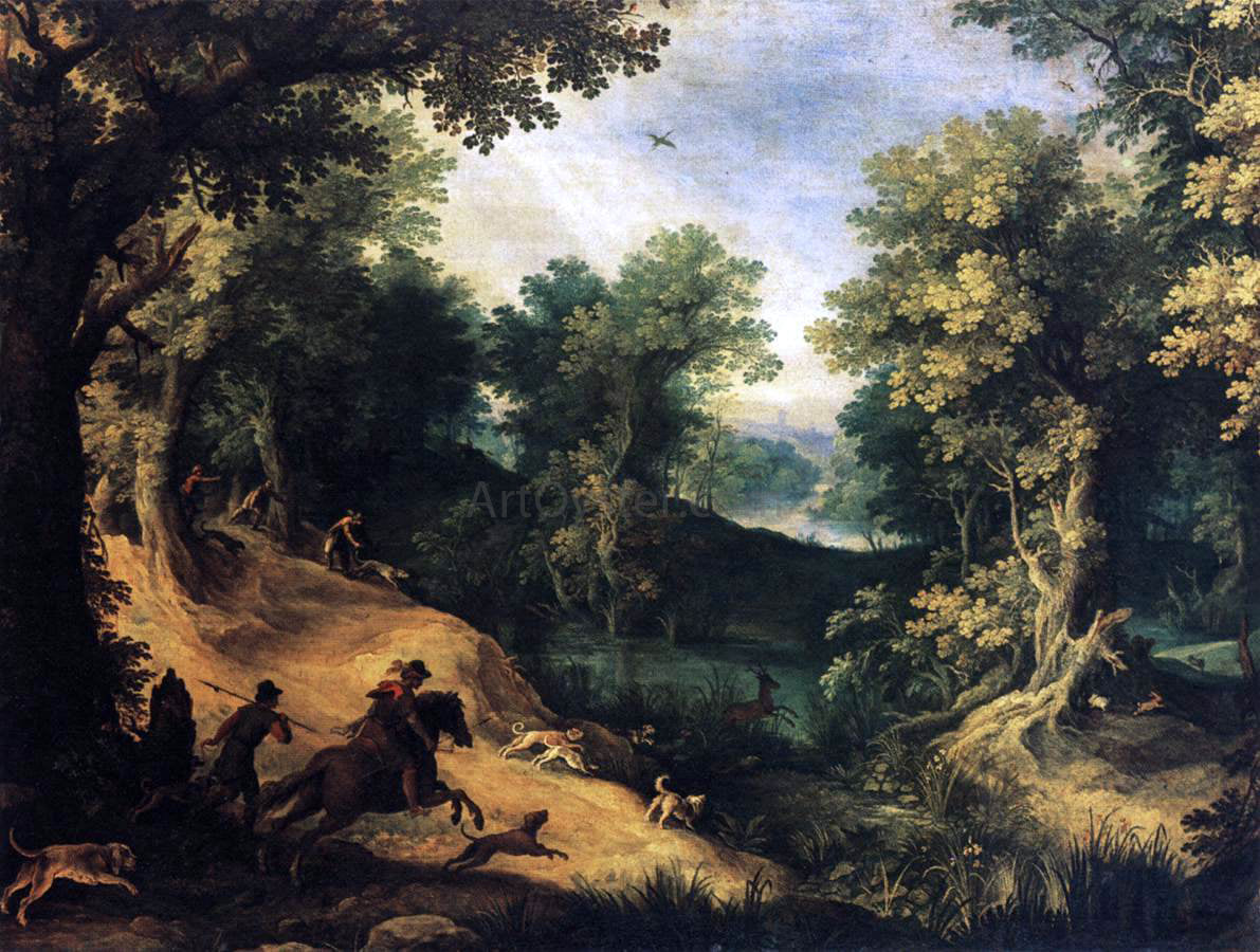 Paul Bril The Stag Hunt - Hand Painted Oil Painting