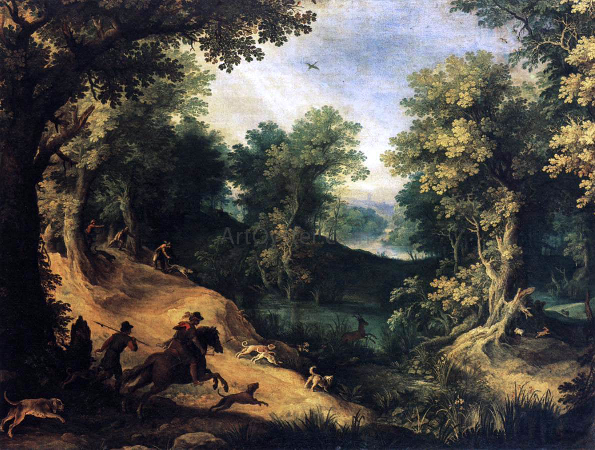  Paul Bril The Stag Hunt - Hand Painted Oil Painting