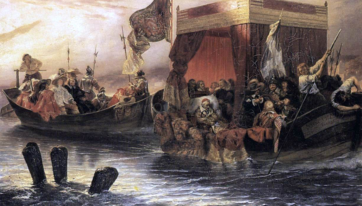 Paul Delaroche The State Barge of Cardinal Richelieu on the Rhone - Hand Painted Oil Painting