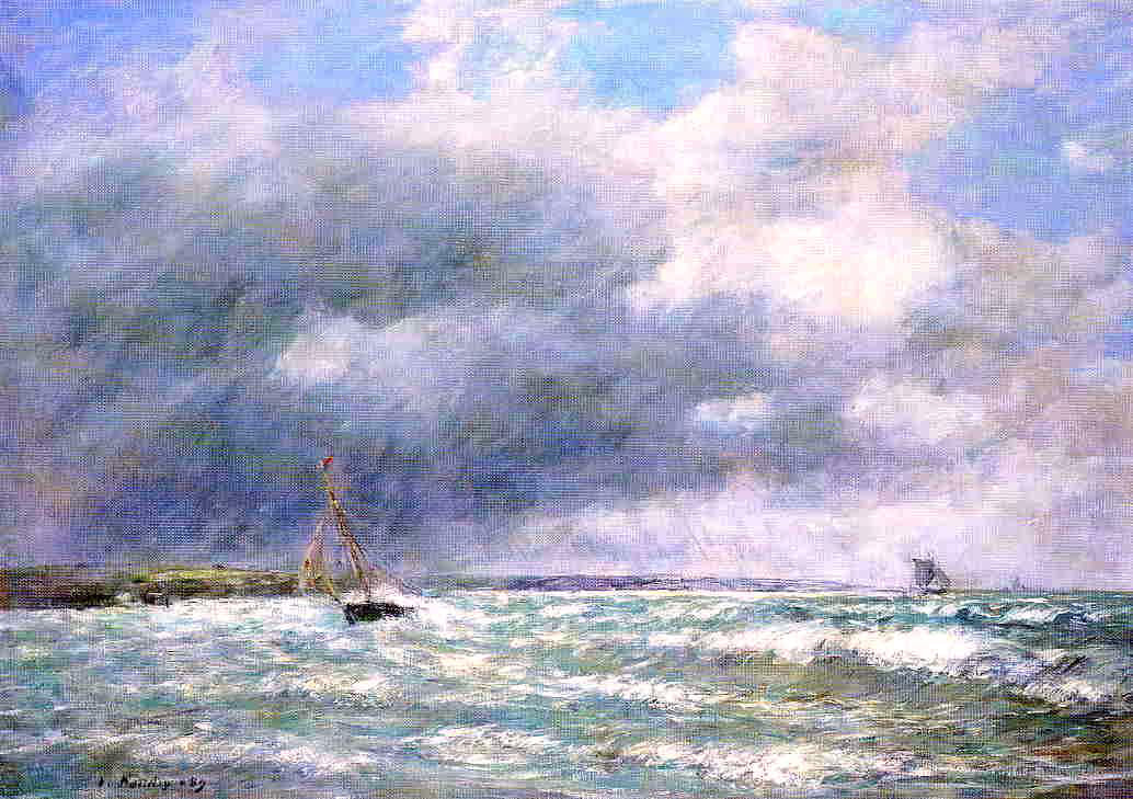 Eugene-Louis Boudin The Stranded Boat - Hand Painted Oil Painting