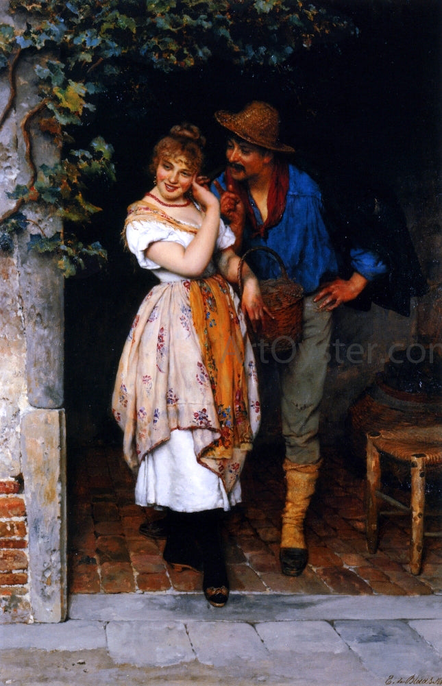 Eugene De Blaas The Suitor - Hand Painted Oil Painting